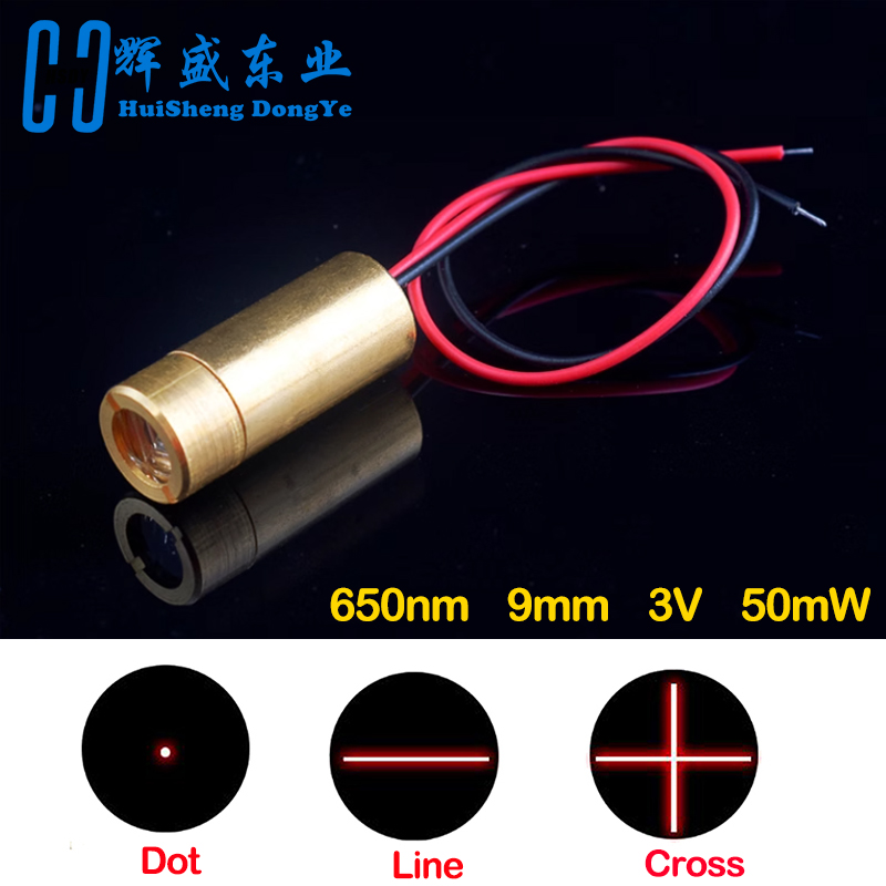 Industrial Laser Light - Laserkop 650nm 9mm 3V 50mW Laser